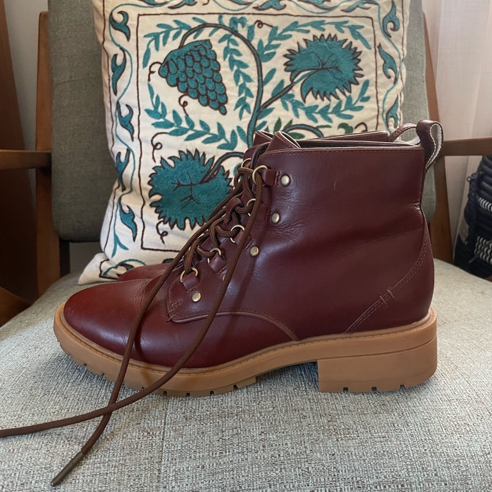 Cole Haan Briana Lace Up Fleece Lined Leather Hiker Boots